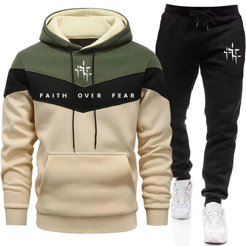 Faith Over Fear Men's Tracksui - Street Fashion Male ulasan dan harga