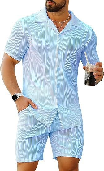 Men's 2 Piece Outfits Short Sl - Street Fashion Styles ulasan dan harga