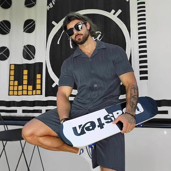 Men's 2 Piece Outfits Short Sl - Street Fashion Styles ulasan dan harga