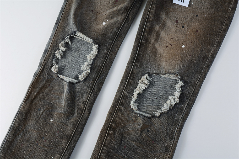 Men Fashion American Jeans Hig - Distressed Jean Rip ulasan dan harga