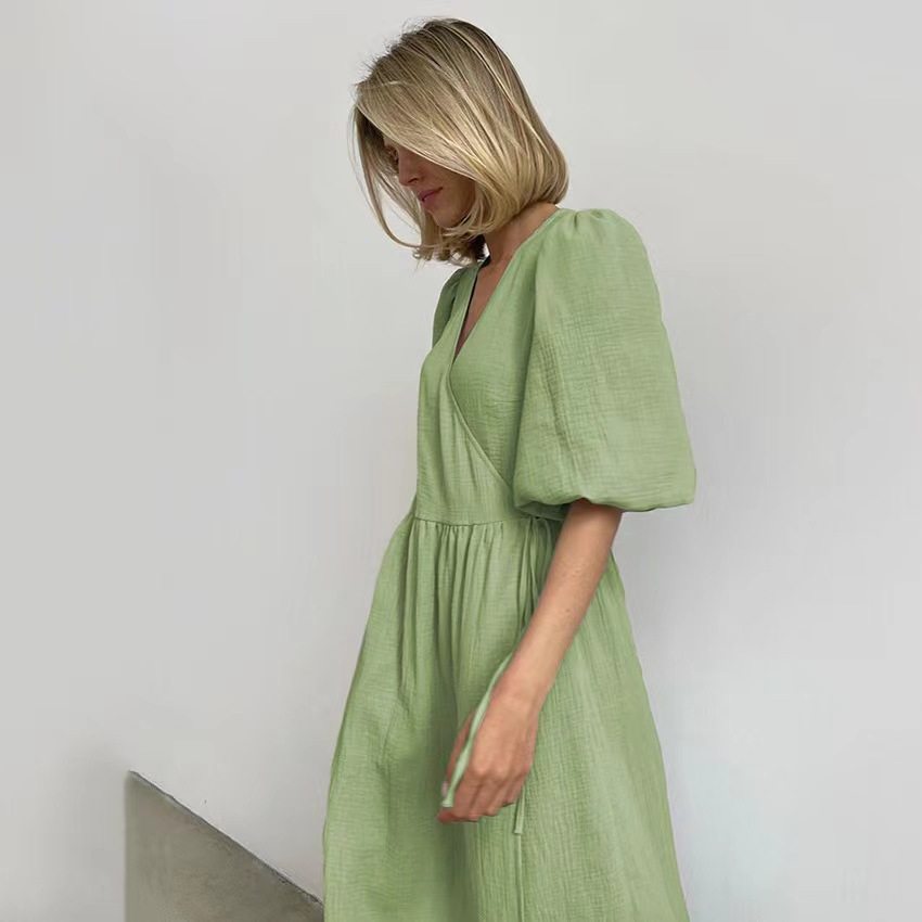Fashionable Lace up Bubble Sle - Street Fashion Dress ulasan dan harga
