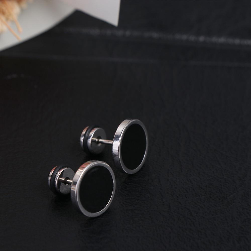 Korean Style Round Black Stud  - Street Fashion Earrings ulasan dan harga