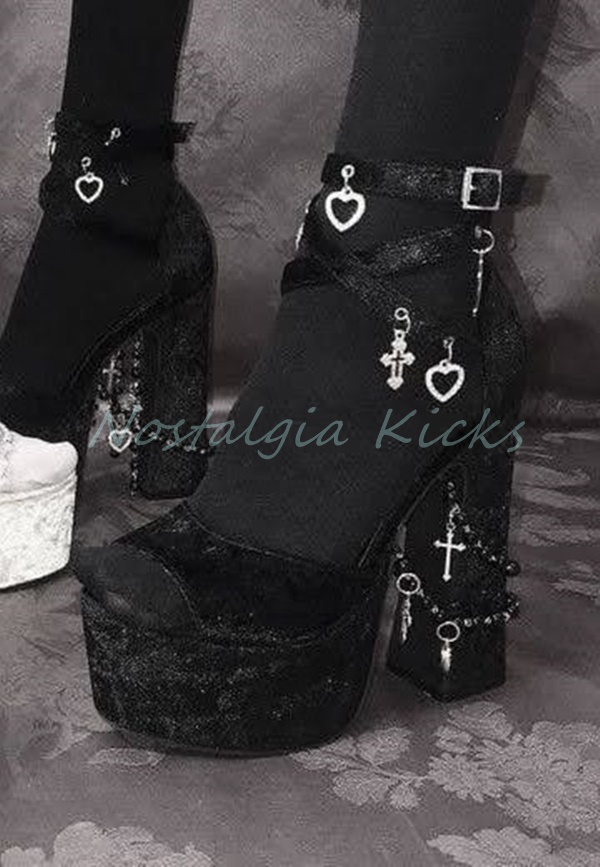 Gothic Black Velvet Platform H - Street Fashion Dress ulasan dan harga