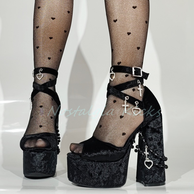 Gothic Black Velvet Platform H - Street Fashion Dress ulasan dan harga