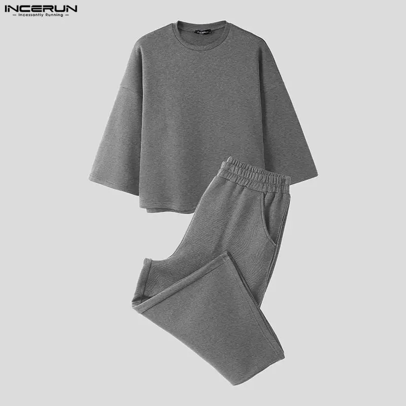 INCERUN Men Sets Solid Color B - Street Fashion Male ulasan dan harga