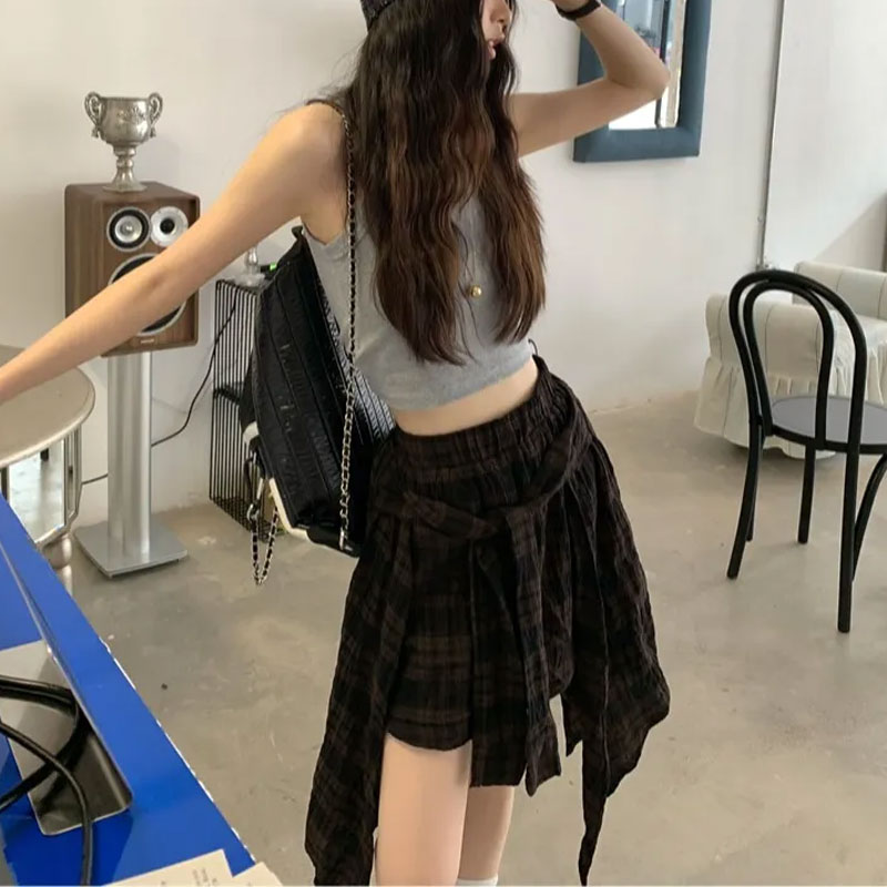 Fashion Irregular Vintage Plai - Korean Street Fashion Female ulasan dan harga