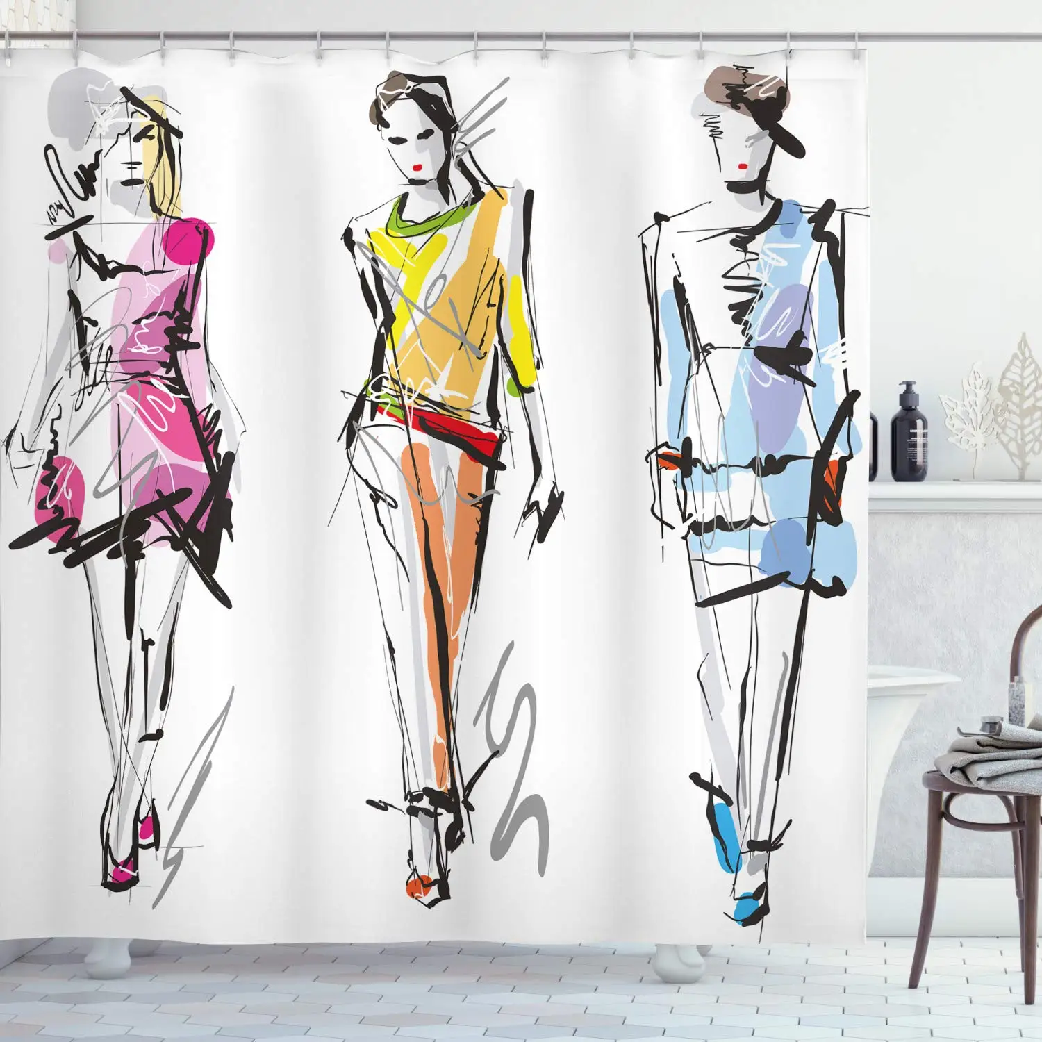 Fashion Woman Shower Curtain M - Street Fashion Pose ulasan dan harga