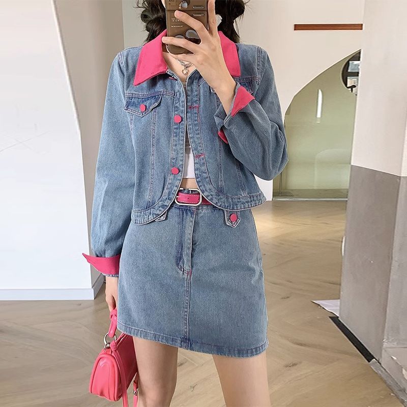 Denim Coats Mini Skirts Two Pi - Street Fashion Jacket ulasan dan harga