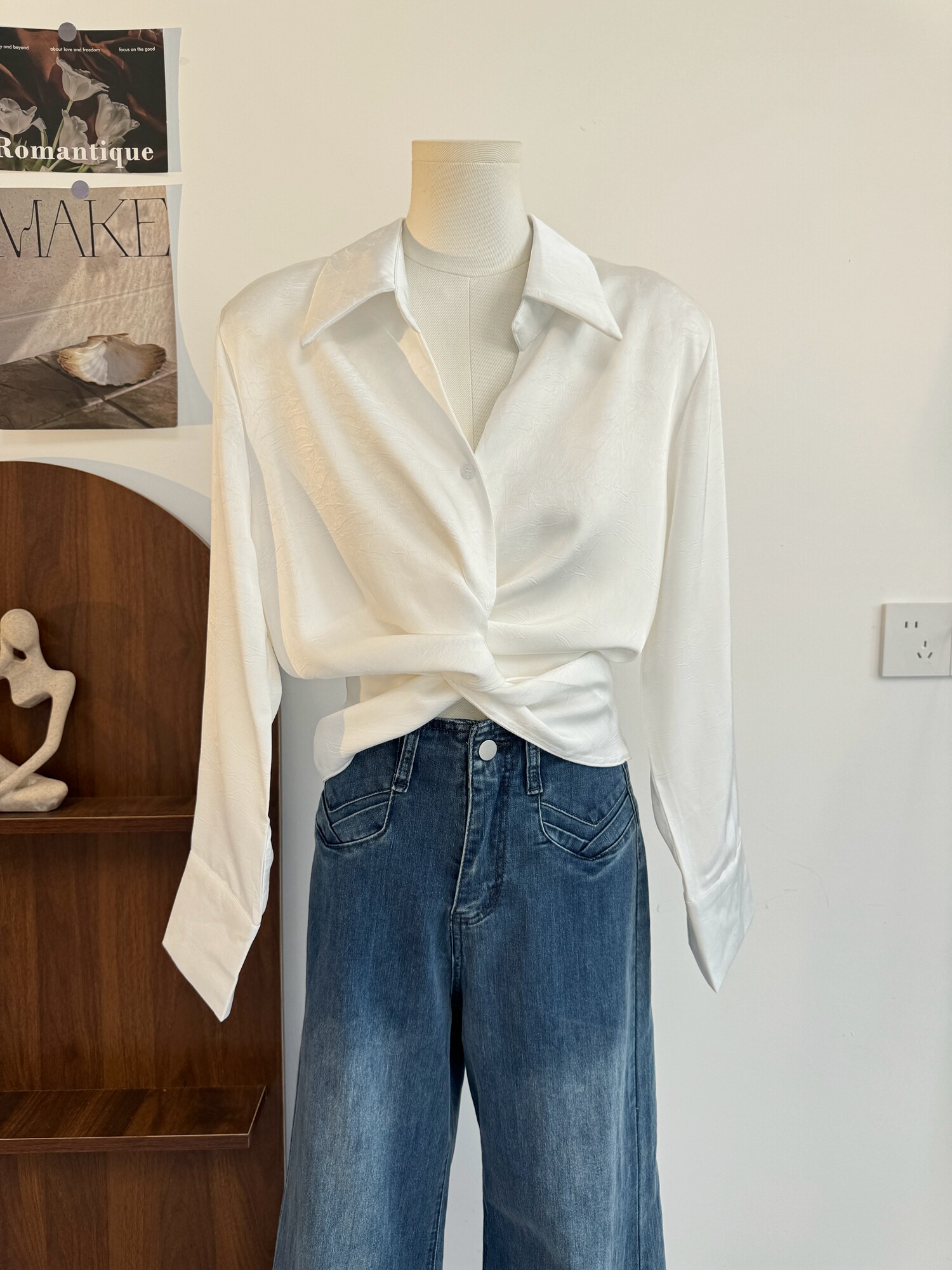 Female Satin Lapel Blouse Autu - Korean Street Fashion Female ulasan dan harga