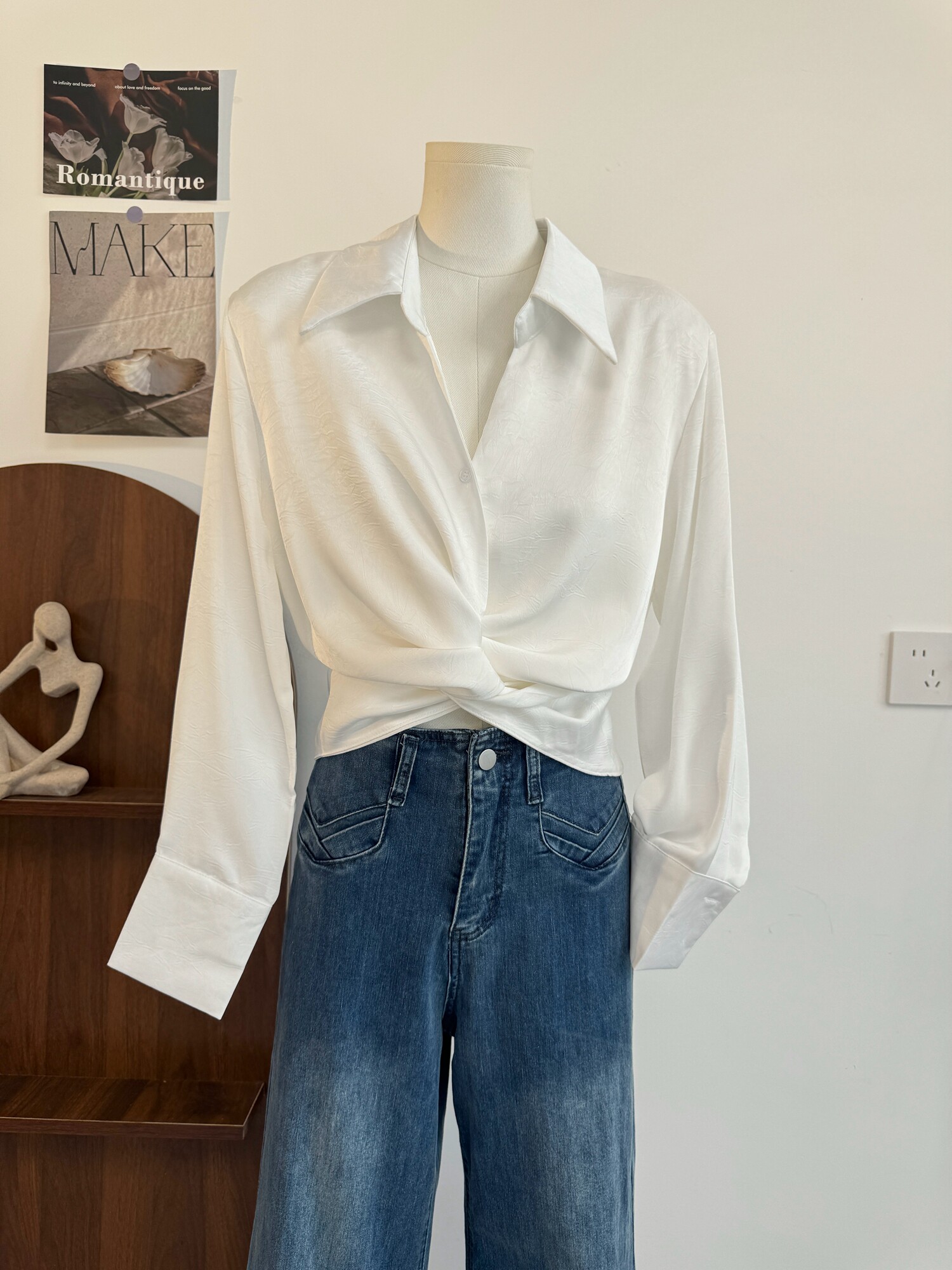 Female Satin Lapel Blouse Autu - Korean Street Fashion Female ulasan dan harga