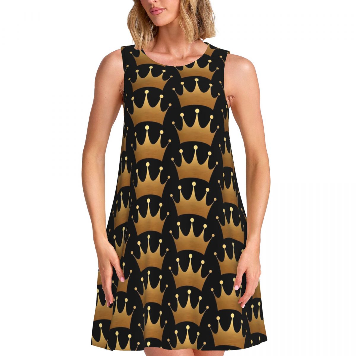 Queen Print Dress Gold Crown P - Queen Street Fashion ulasan dan harga