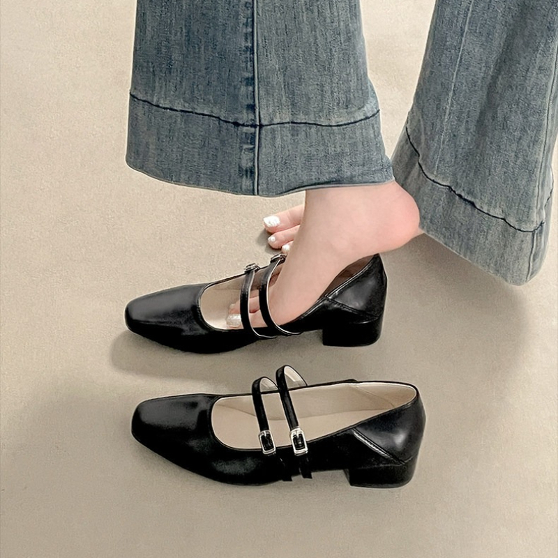 Square Toe Low Heel Women Silv - Street Fashion Styles ulasan dan harga