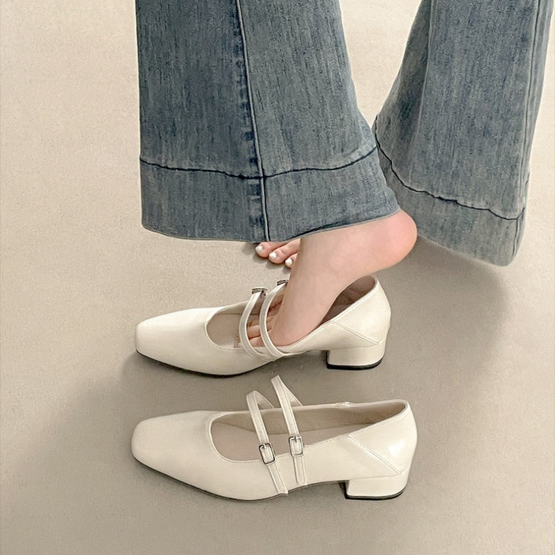 Square Toe Low Heel Women Silv - Street Fashion Styles ulasan dan harga