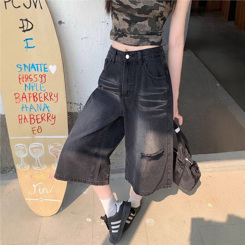 Hole Jeans Women Calf Length P - Distressed Jean Rip ulasan dan harga