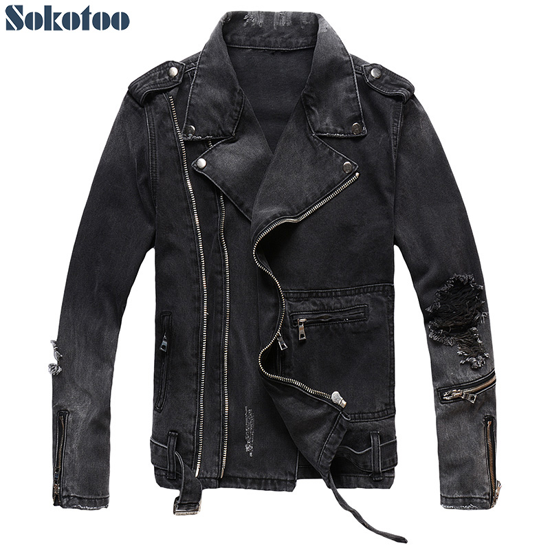 Sokotoo Men's zippers black de - Distressed Jean Rip ulasan dan harga