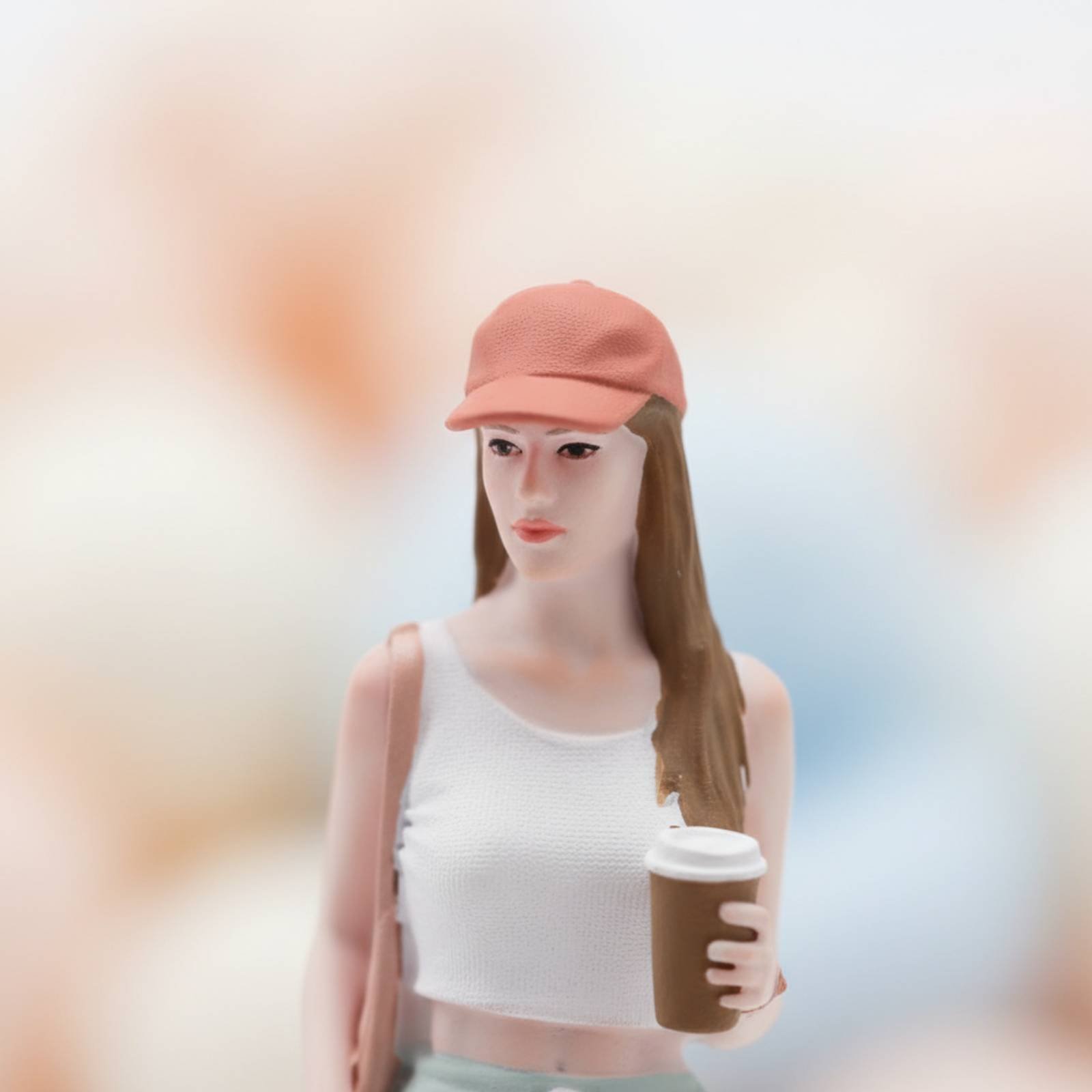 Girl Figure Holding Coffee Col - Street Fashion Pose ulasan dan harga
