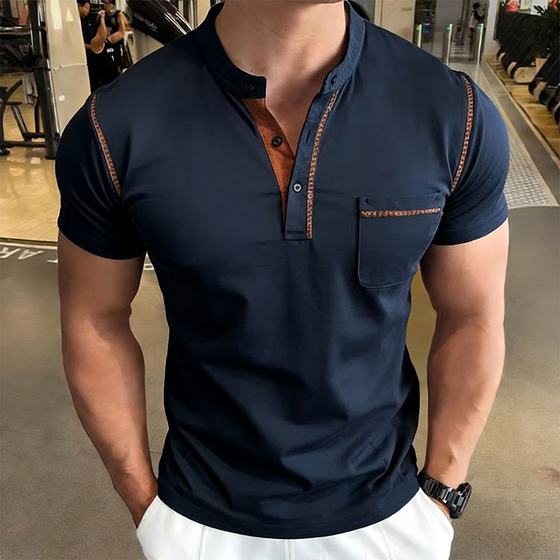 New Summer Men's Henry Collar  - Street Fashion Styles ulasan dan harga
