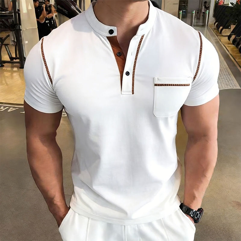 New Summer Men's Henry Collar  - Street Fashion Styles ulasan dan harga